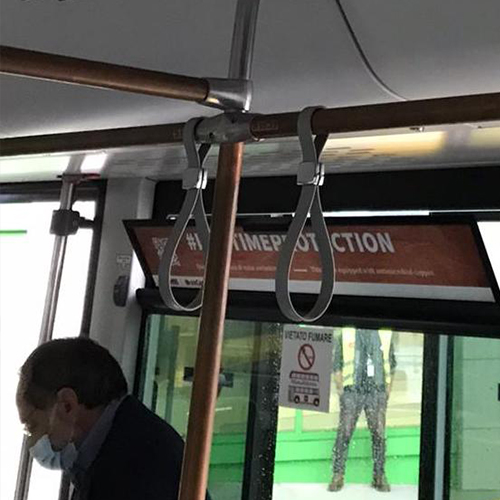 Handrails in the bus or tram